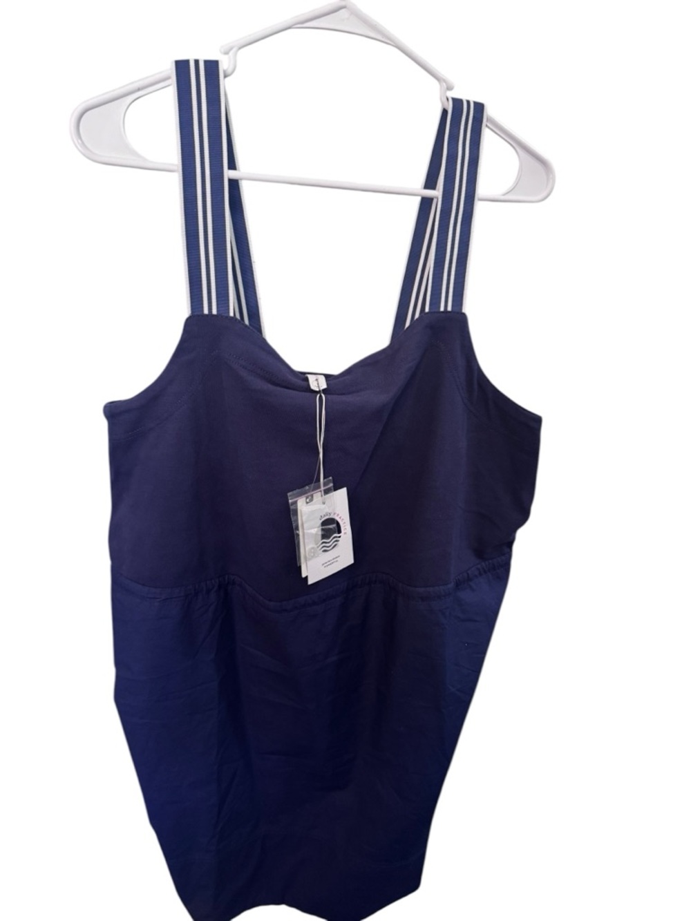 Anthropology Daily Practice Navy Sundress with Striped Athletic Straps